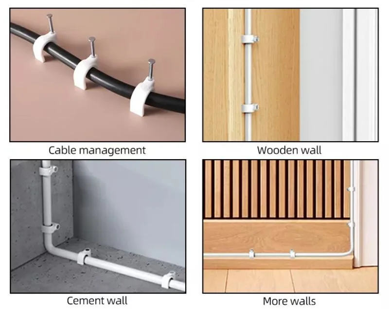 Flat Type Electrical Plastic Flat Wall Cable Clip with Nail