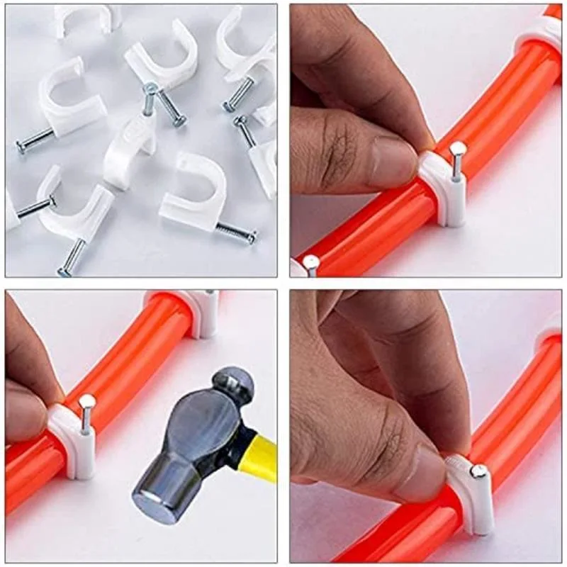 Flat Type Electrical Plastic Flat Wall Cable Clip with Nail