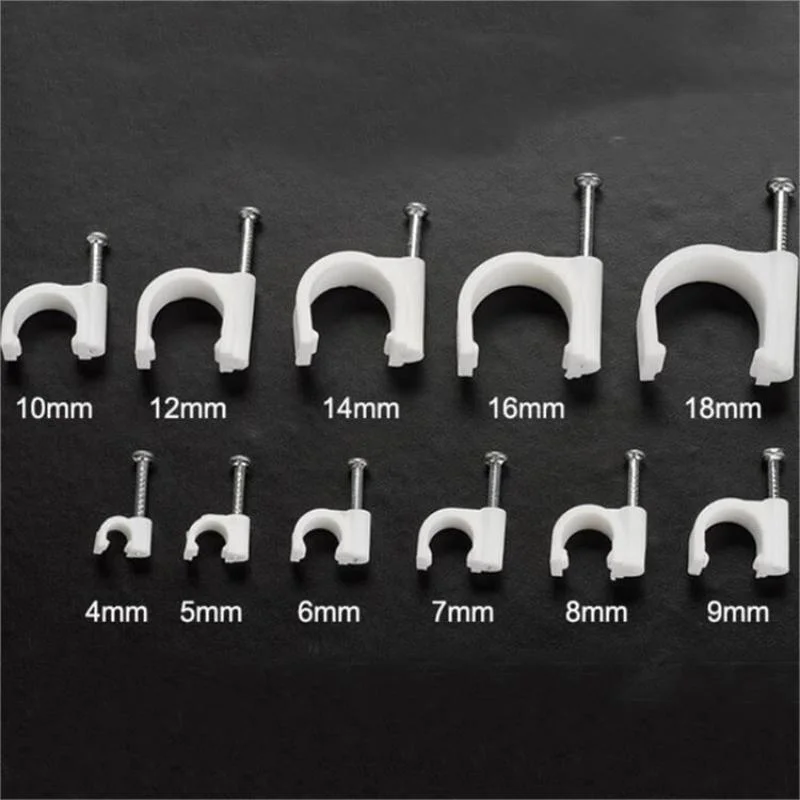 Flat Type Electrical Plastic Flat Wall Cable Clip with Nail